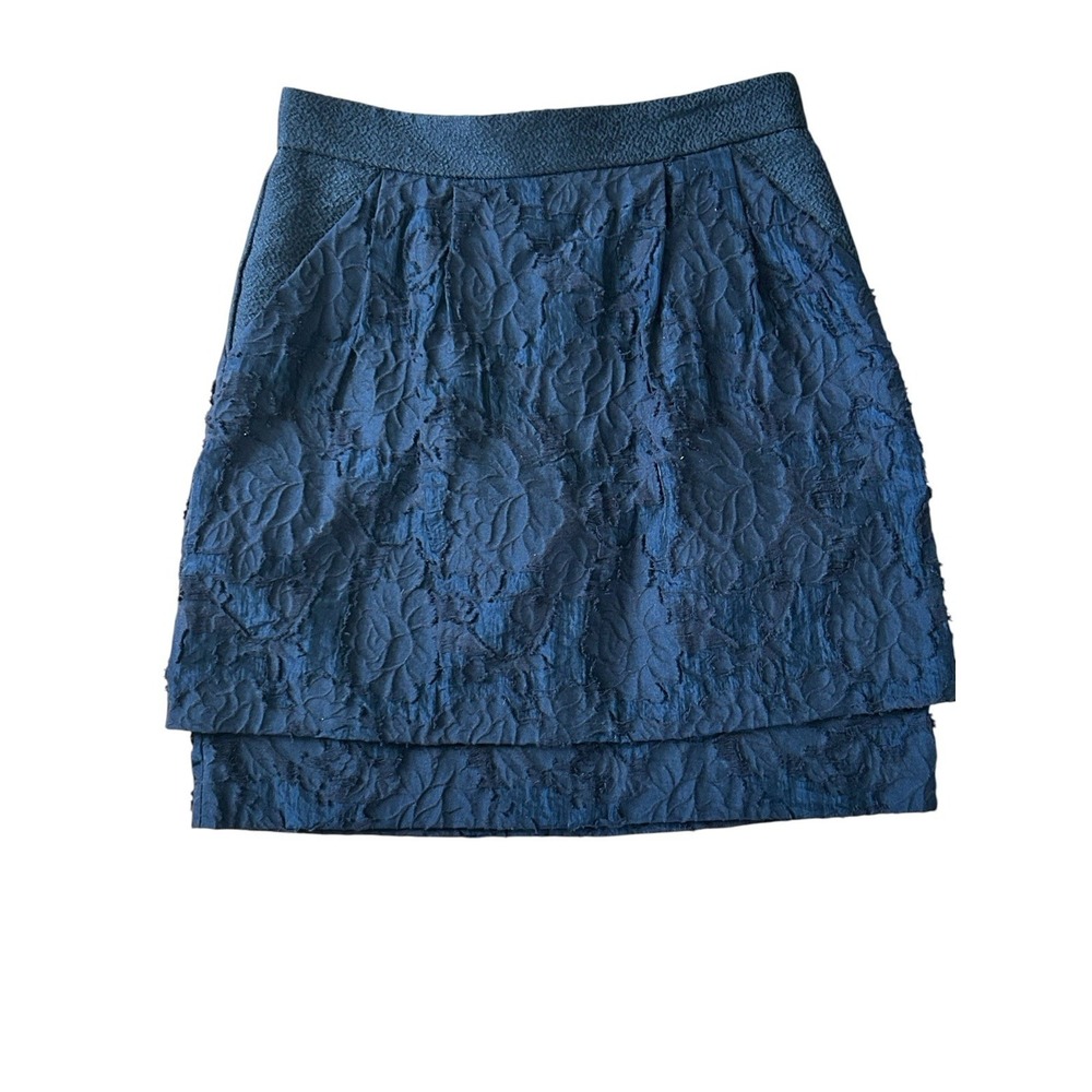 H&M Tiered Black Skirt Black Textured Womans Sz 8 Business, Casual, Party